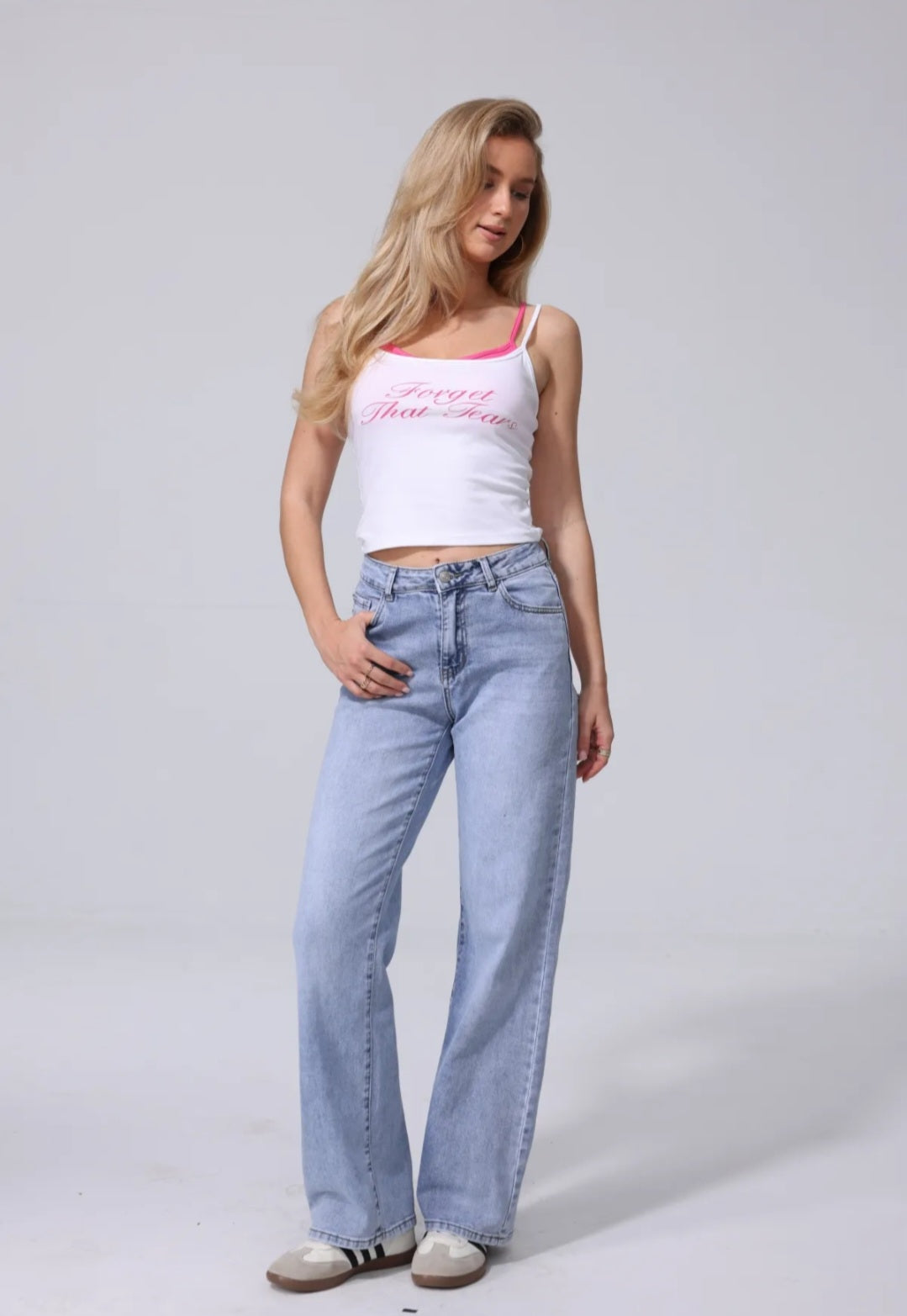 Viral Glitter Pocket Jeans Roze