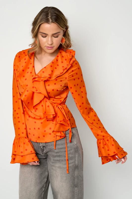 Royal oranje ruffle top
